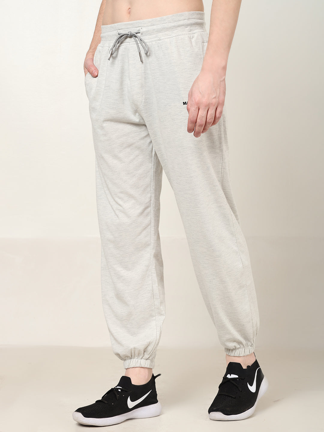 Breathable Loose Fit Cotton Track Pant for Men.(Off-White)
