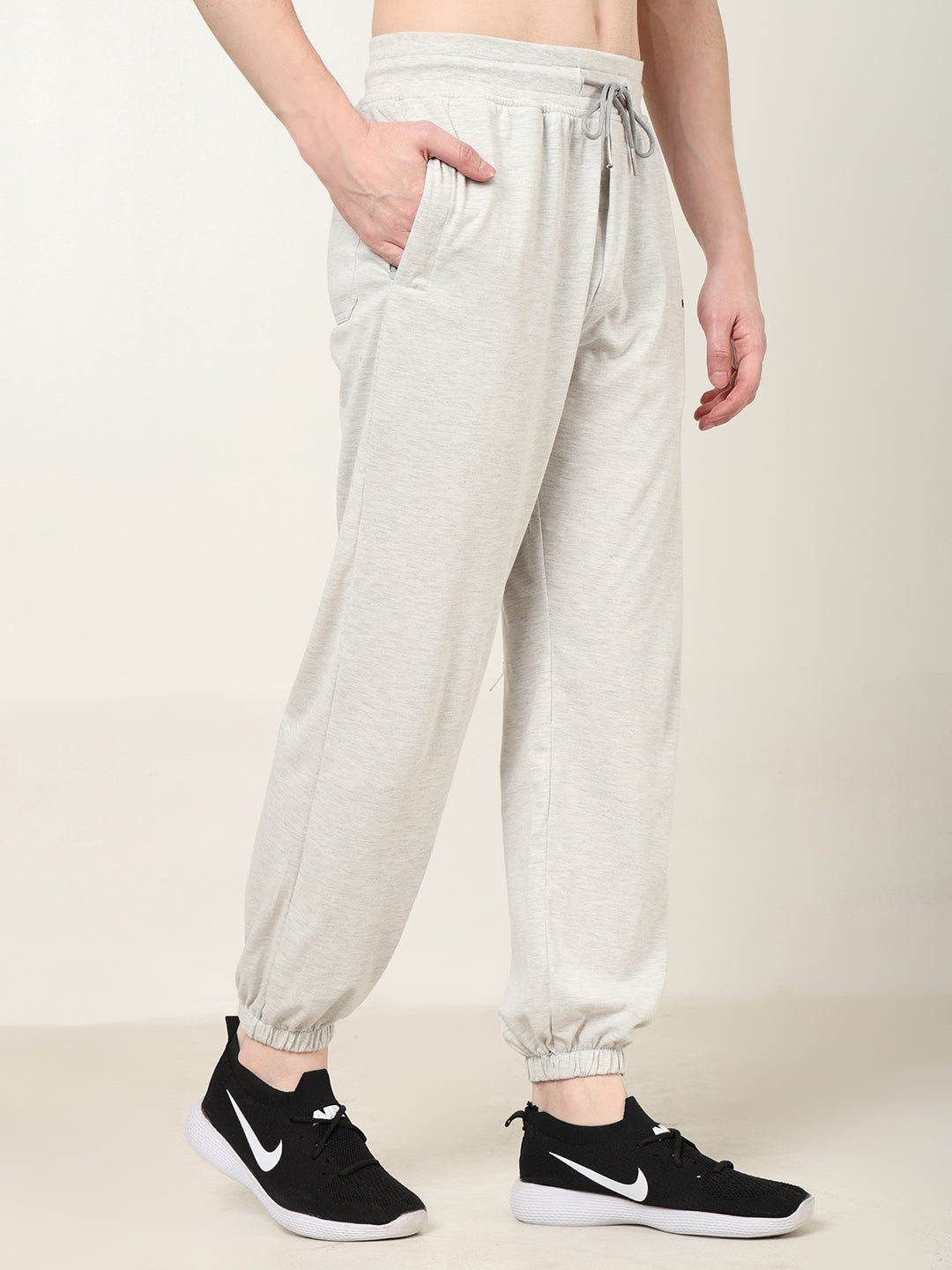 Breathable Loose Fit Cotton Track Pant for Men.(Off-White)