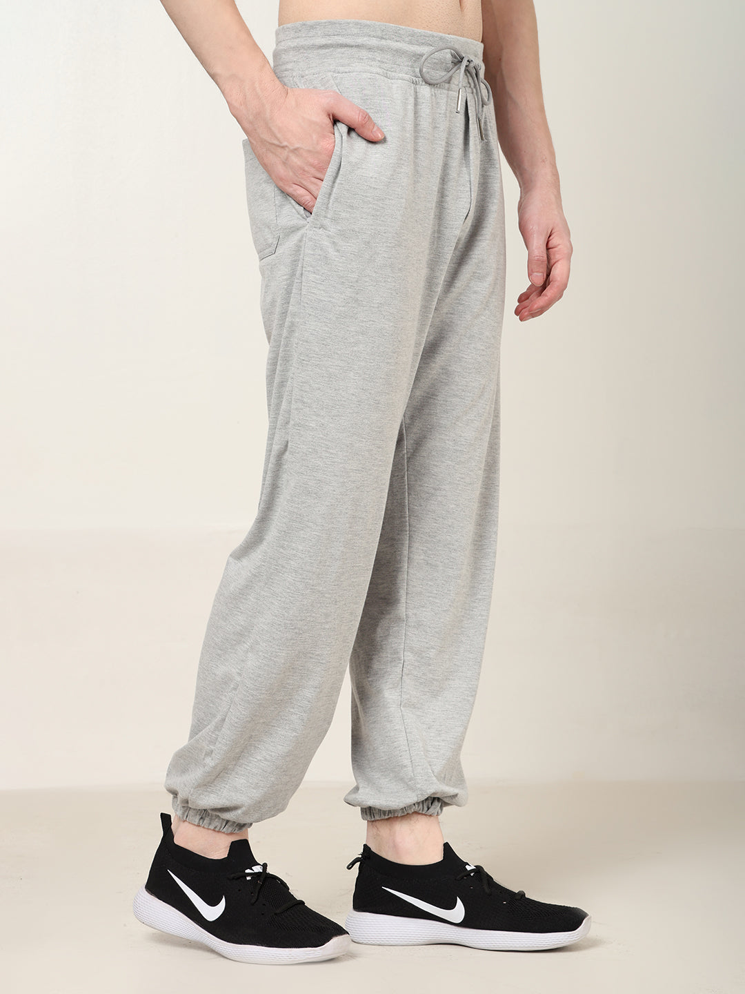 Breathable Loose Fit Cotton Track Pant for Men.(Grey)