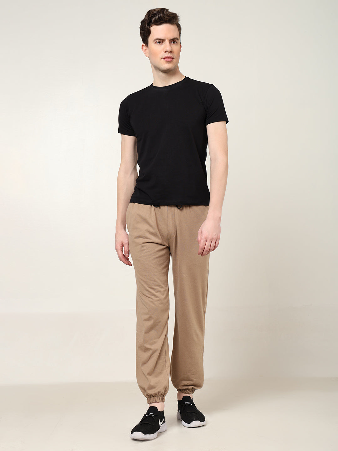 Breathable Loose Fit Cotton Track Pant for Men.(Beige)