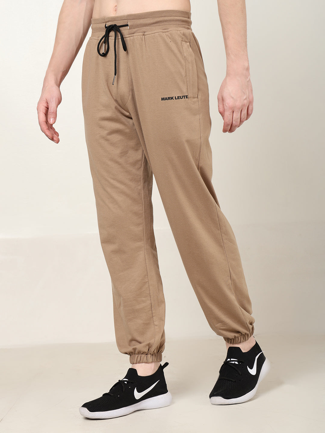 Breathable Loose Fit Cotton Track Pant for Men. Beige