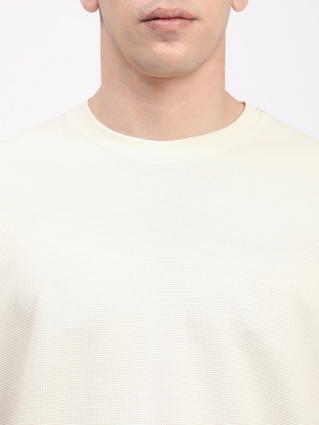 Waffle Knit T-Shirt for Men. (Off-White)