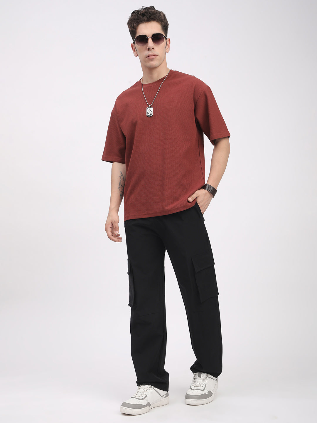 Straight Fit Cargo Pants For Men. (Black)