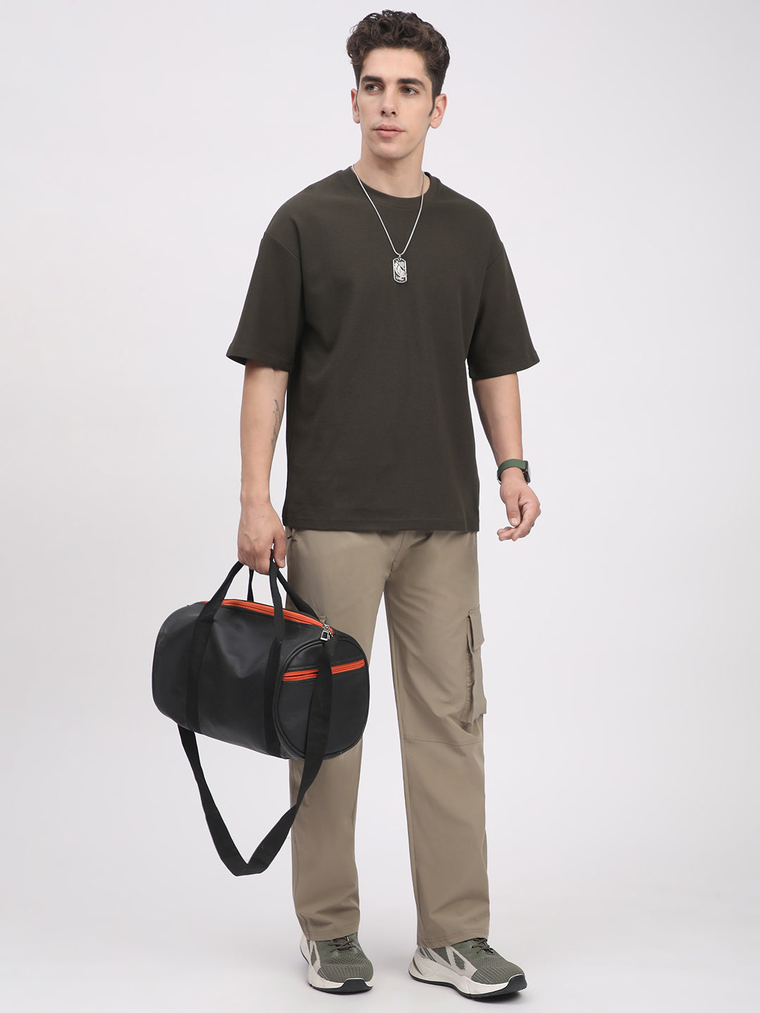 Waffle Knit T-Shirt for Men. (Olive)