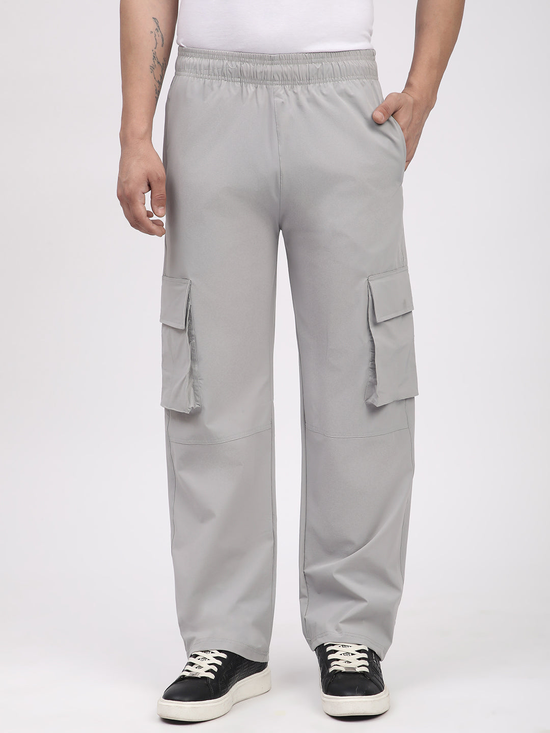 Straight Fit Cargo Pants For Men. (Grey)