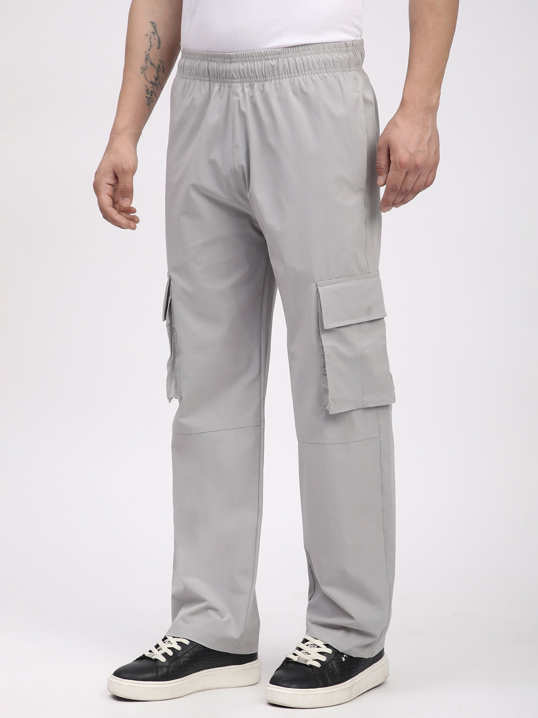 Straight Fit Cargo Pants For Men. (Grey)