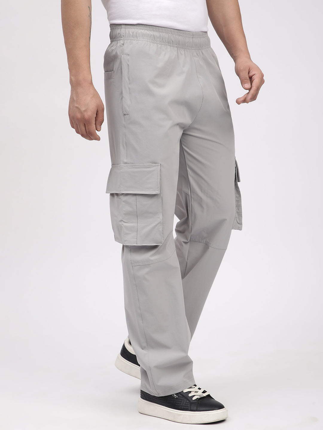 Straight Fit Cargo Pants For Men. (Grey)