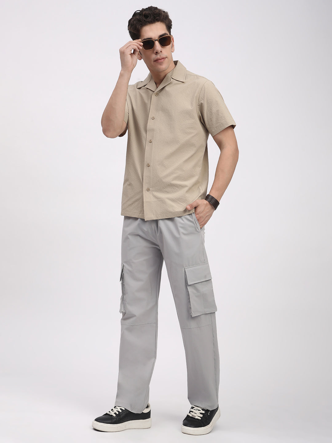 Straight Fit Cargo Pants For Men. (Grey)