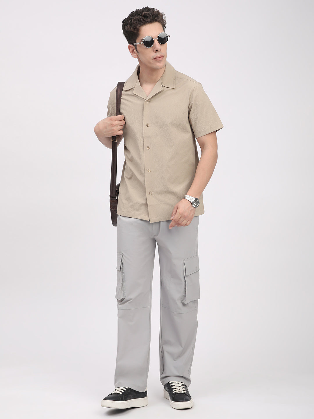 Regular Fit Textured Shirt For Men. (Skin)