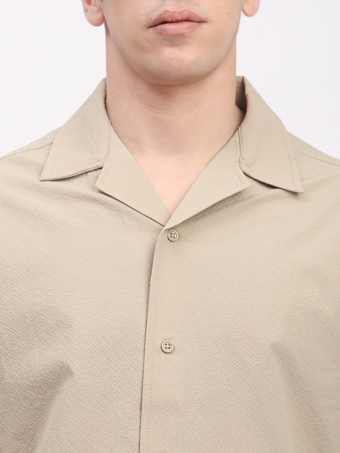 Regular Fit Textured Shirt For Men. (Skin)