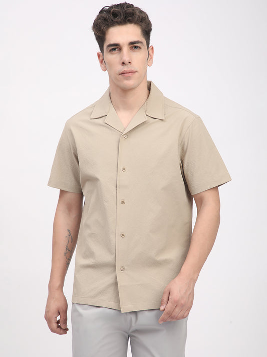 Regular Fit Textured Shirt For Men. (Skin)