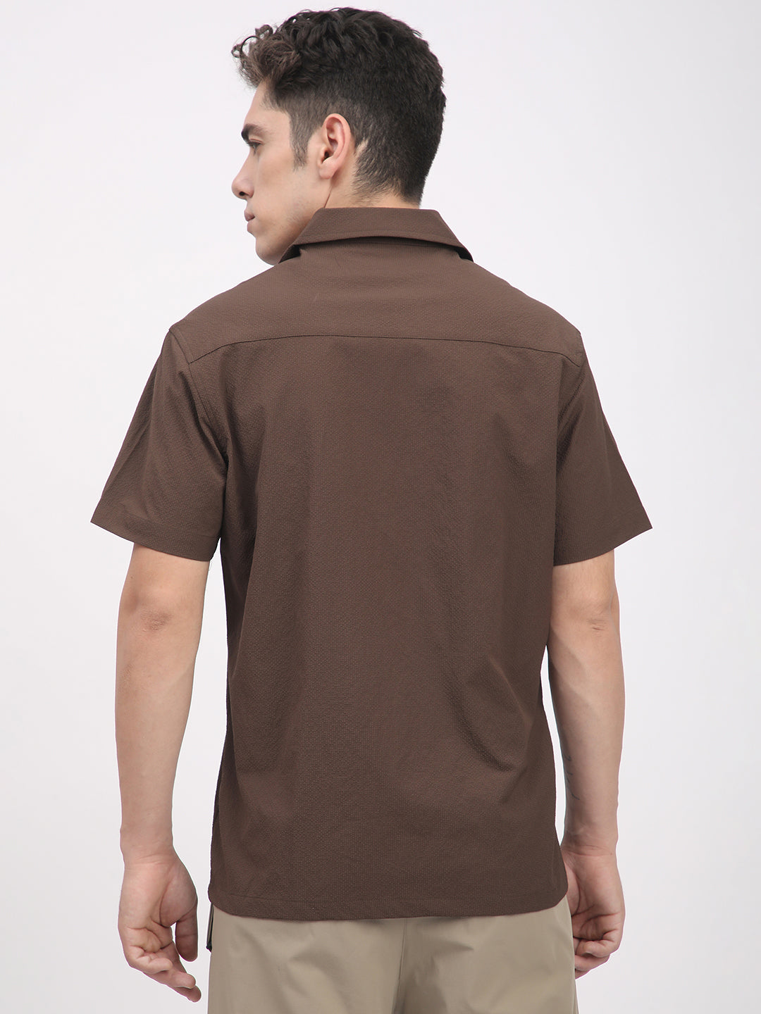 Regular Fit Textured Shirt For Men. (Brown)