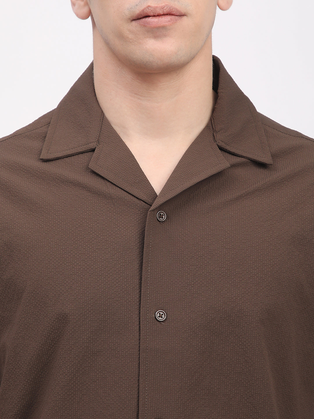 Regular Fit Textured Shirt For Men. (Brown)