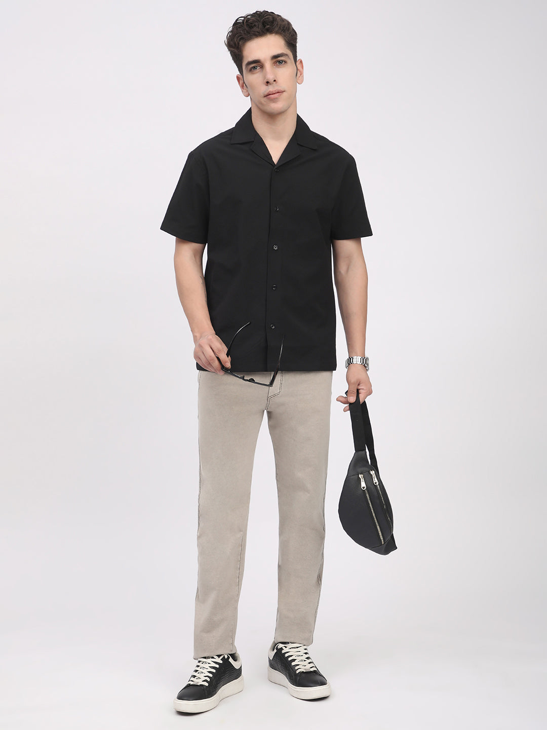 Regular Fit Textured Shirt For Men. (Black)