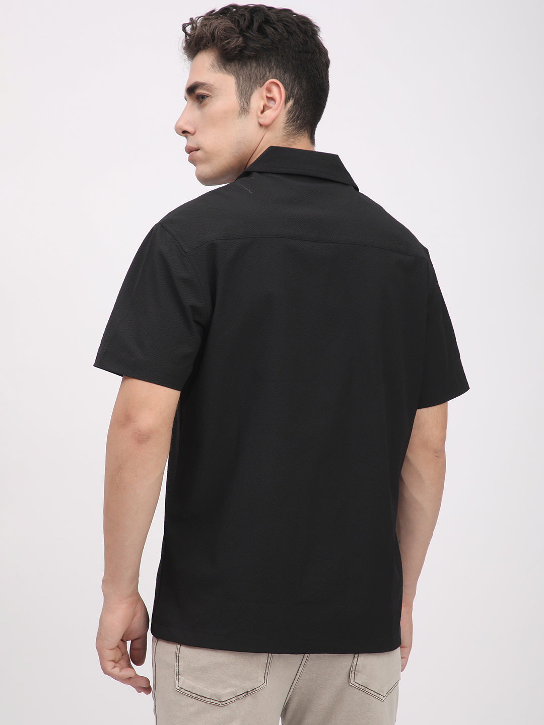 Regular Fit Textured Shirt For Men. (Black)