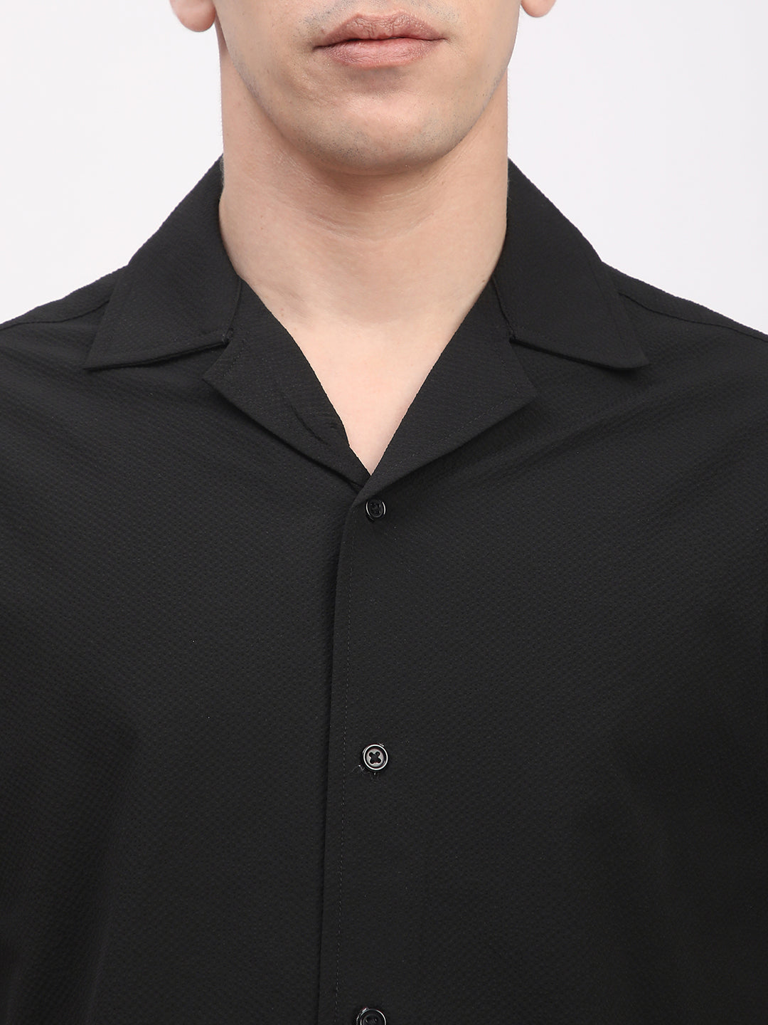 Regular Fit Textured Shirt For Men. (Black)
