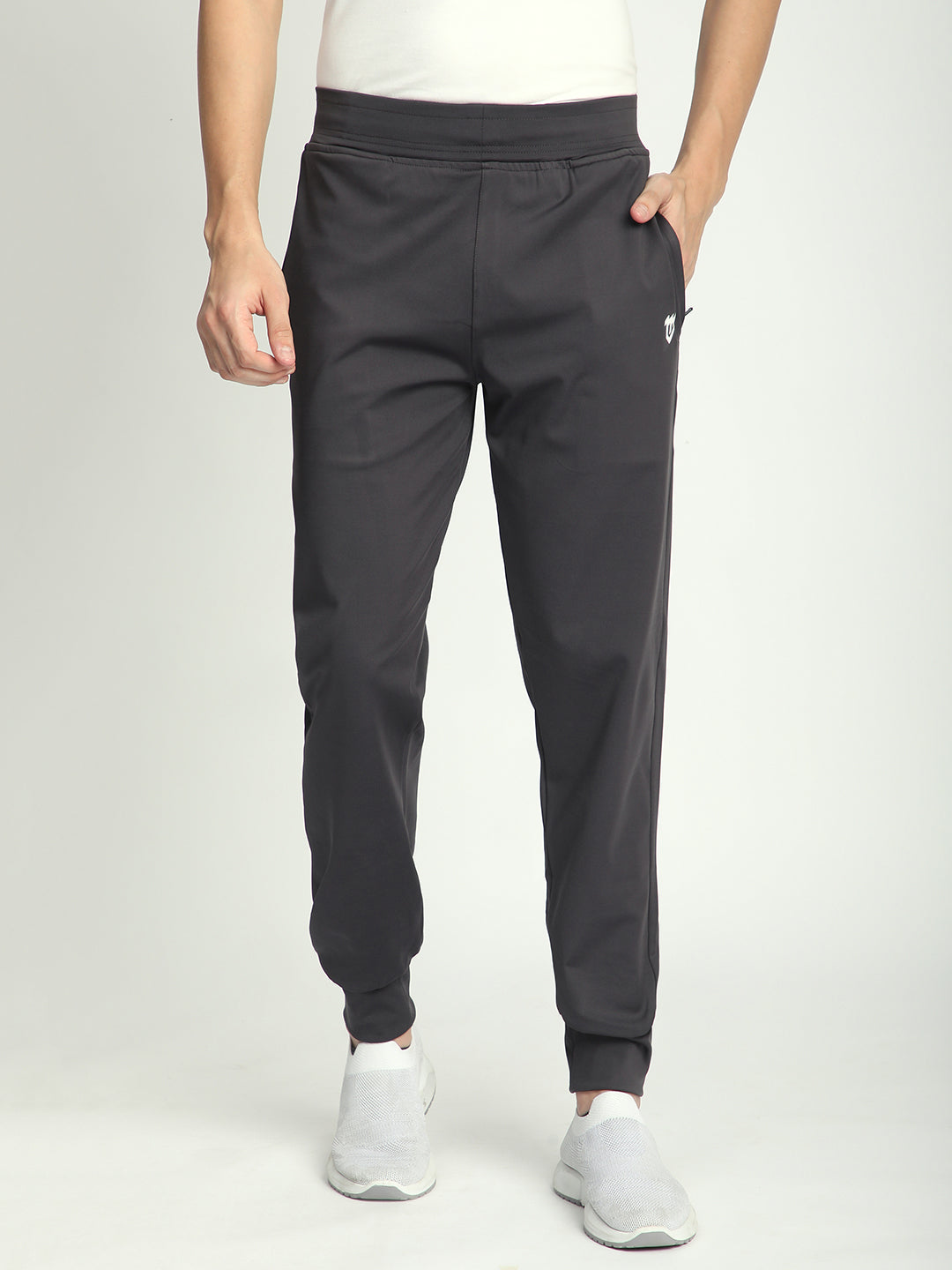 Rapid Dry Black Solid Track Pant for Men (Dark Grey)