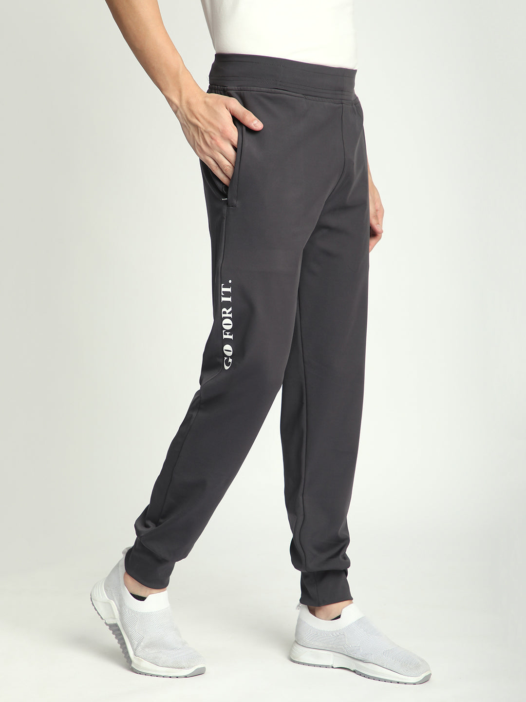 Rapid Dry Black Solid Track Pant for Men (Dark Grey)