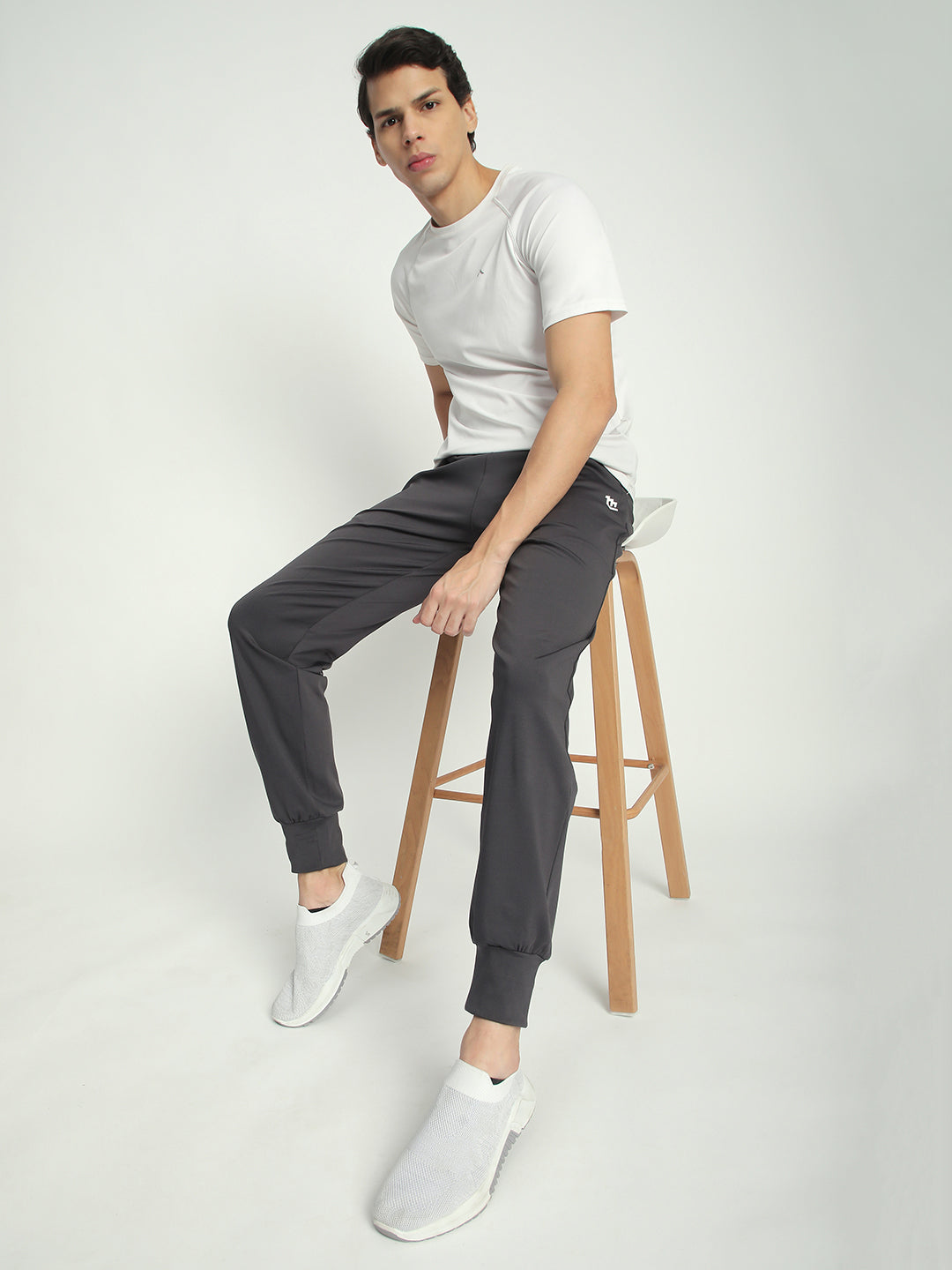 Rapid Dry Black Solid Track Pant for Men (Dark Grey)