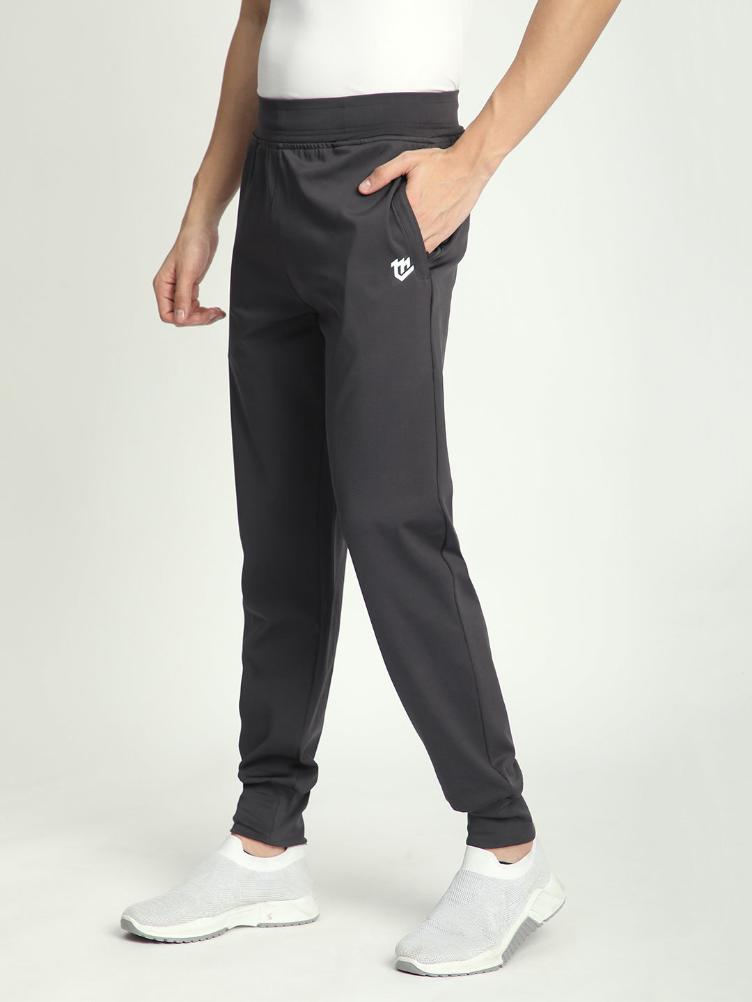 Rapid Dry Black Solid Track Pant for Men (Dark Grey)