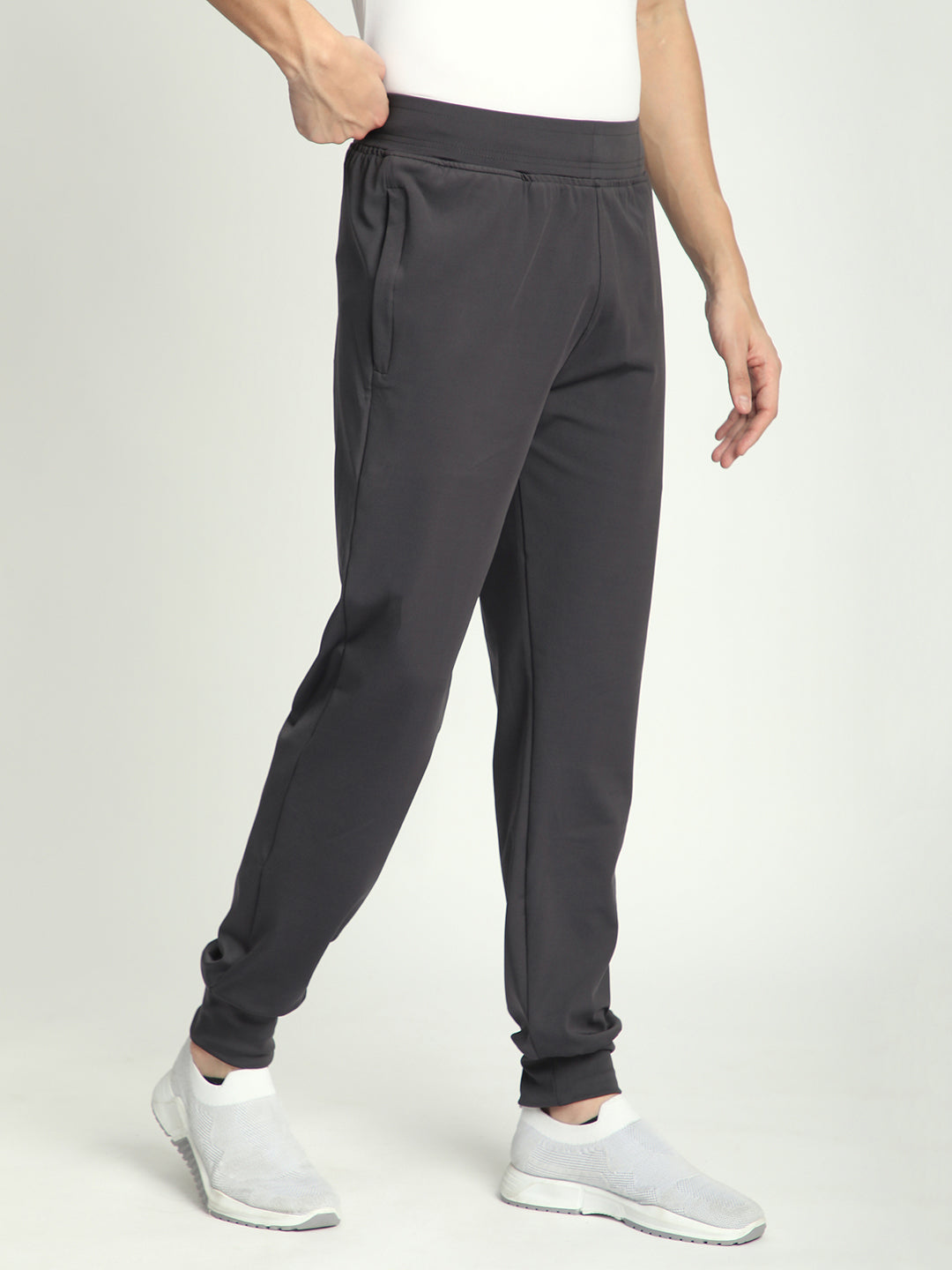 Rapid Dry Black Solid Track Pant for Men (Dark Grey)