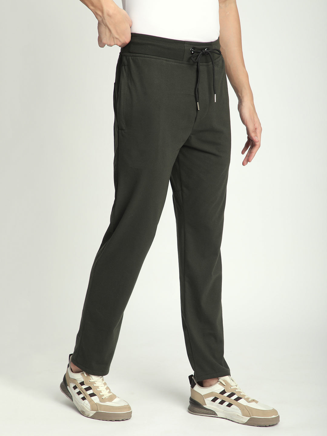 Stylish Olive Green Cotton Track Pant For Men.