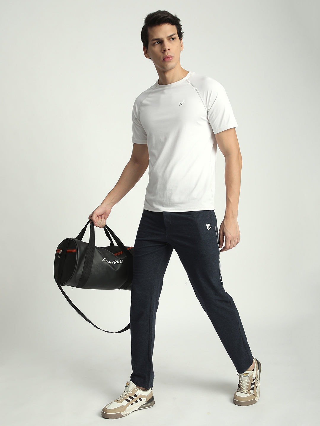 Stylish Melange Blue Cotton Track Pant For Men