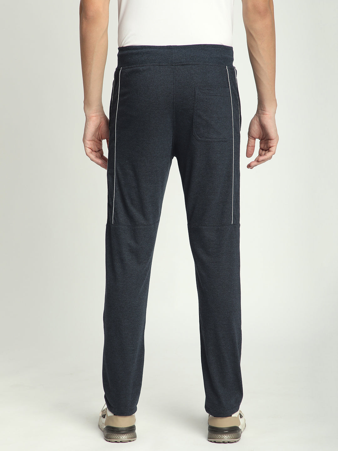 Stylish Melange Blue Cotton Track Pant For Men