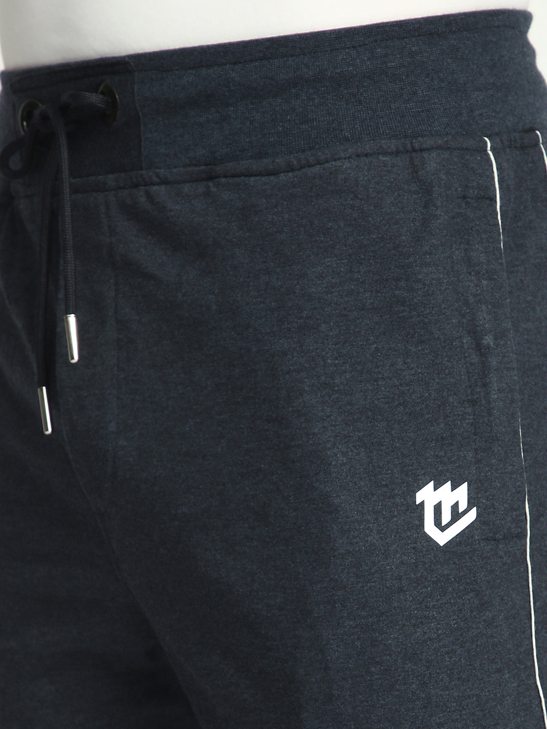 Stylish Melange Blue Cotton Track Pant For Men