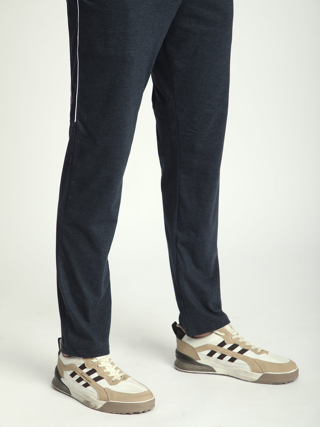 Stylish Melange Blue Cotton Track Pant For Men