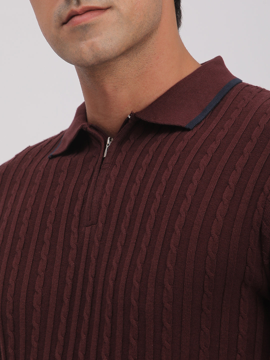 Knitted T-Shirt for Men. (Maroon)