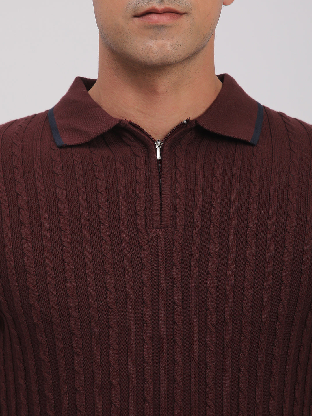 Knitted T-Shirt for Men. (Maroon)