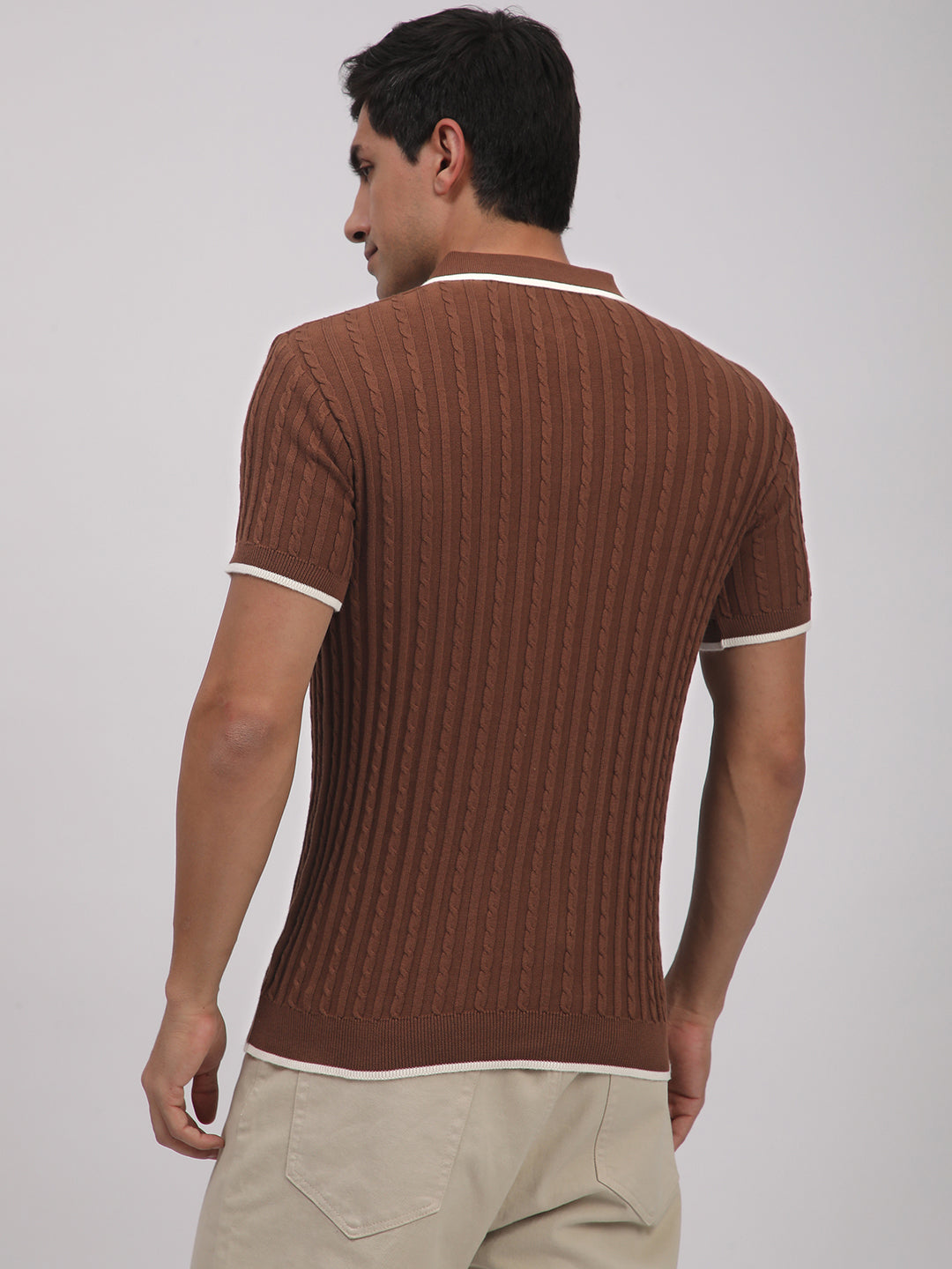 Knitted T-Shirt for Men. (Brown)