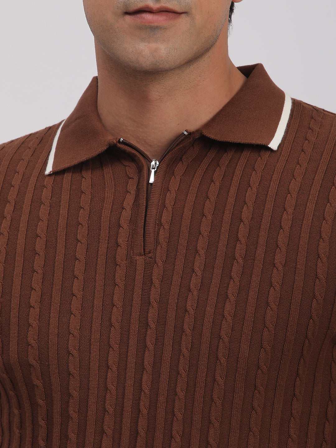 Knitted T-Shirt for Men. (Brown)
