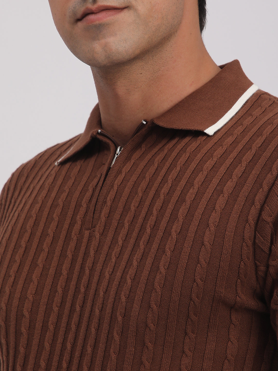 Knitted T-Shirt for Men. (Brown)