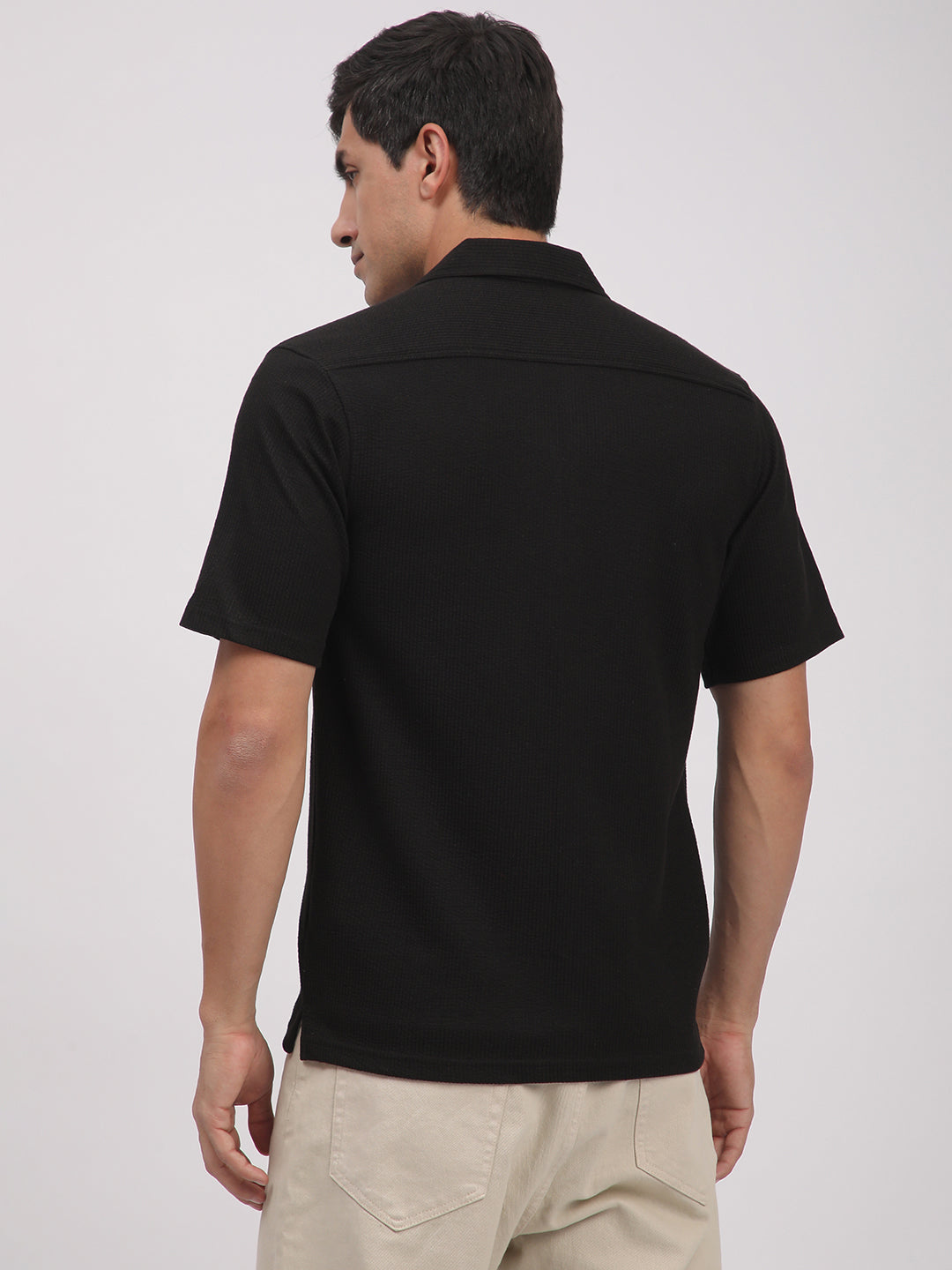 Regular Fit Corduroy Textured Shirt.(Black)
