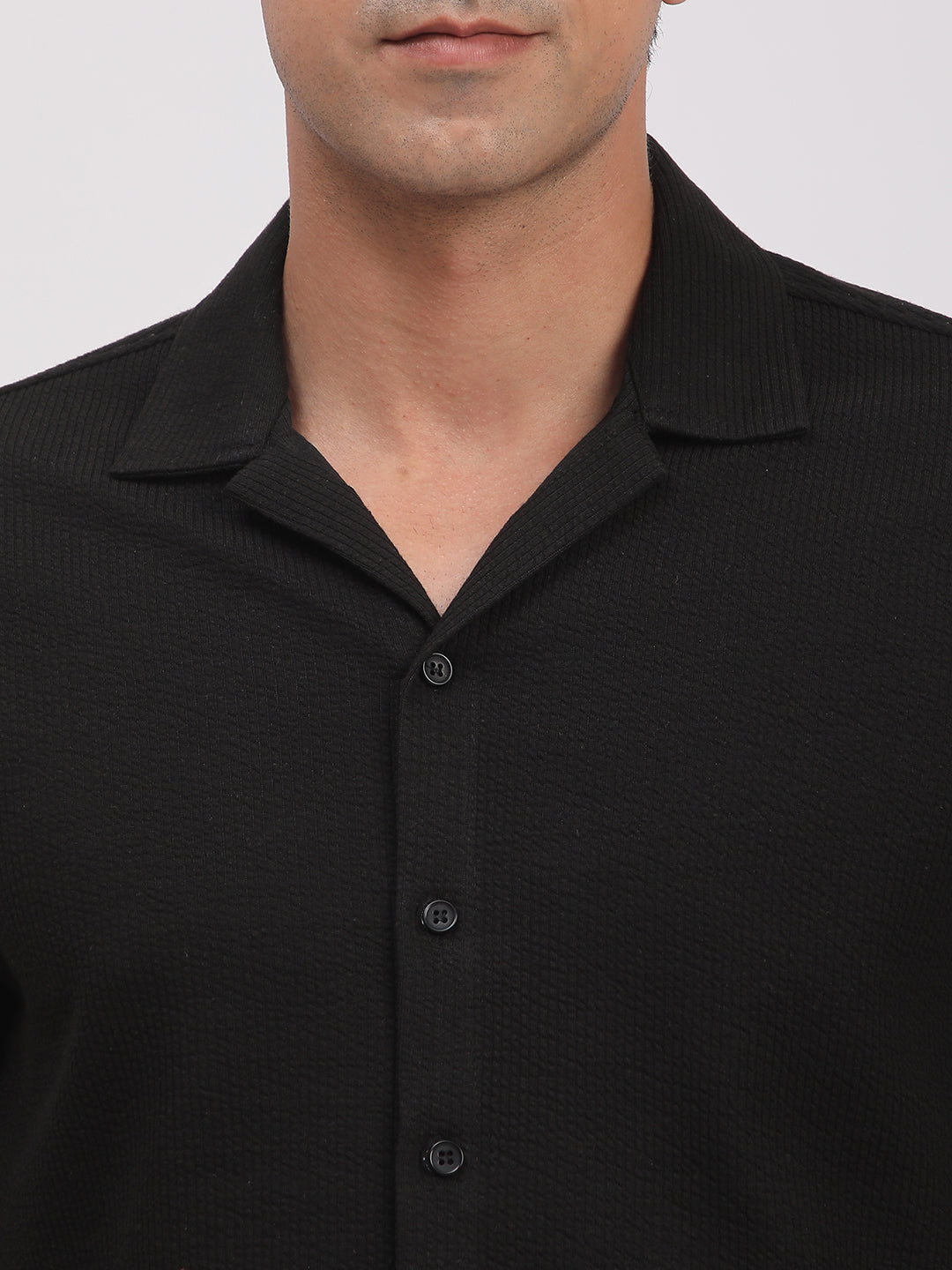 Regular Fit Corduroy Textured Shirt.(Black)