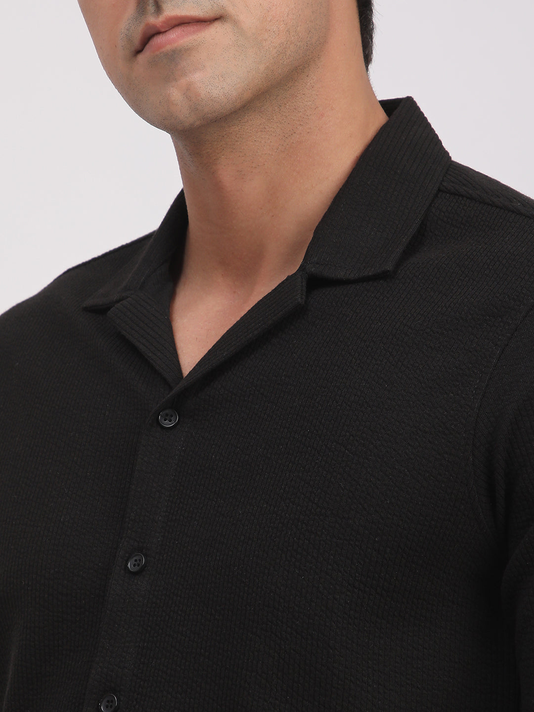 Regular Fit Corduroy Textured Shirt.(Black)
