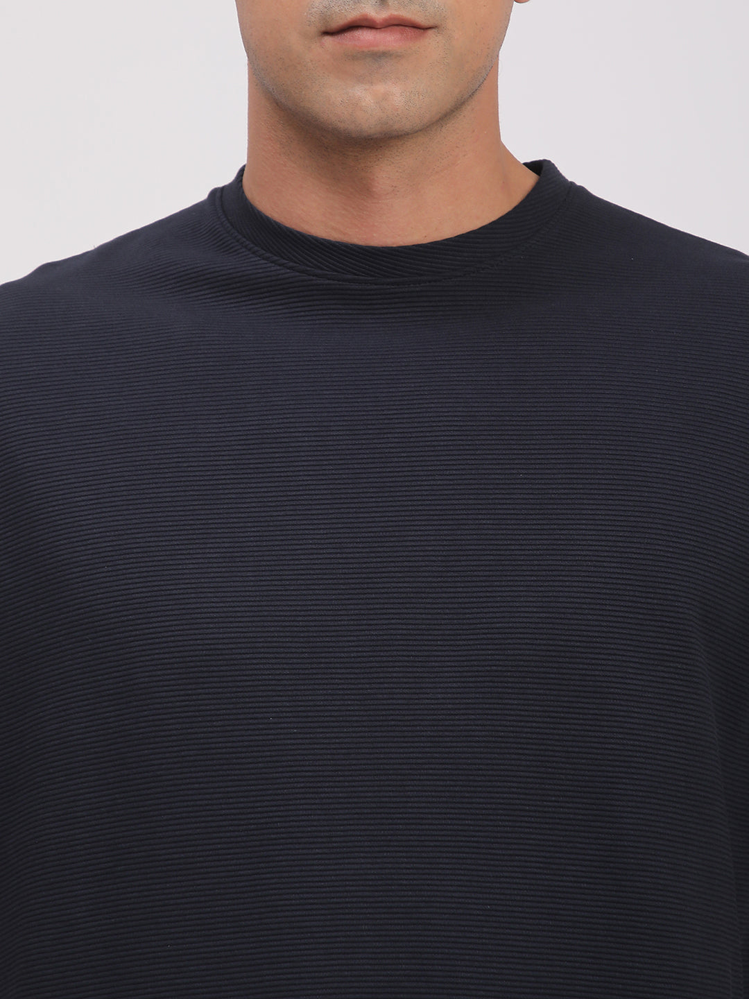 Textured Knit T-Shirt for Men. (Blue)