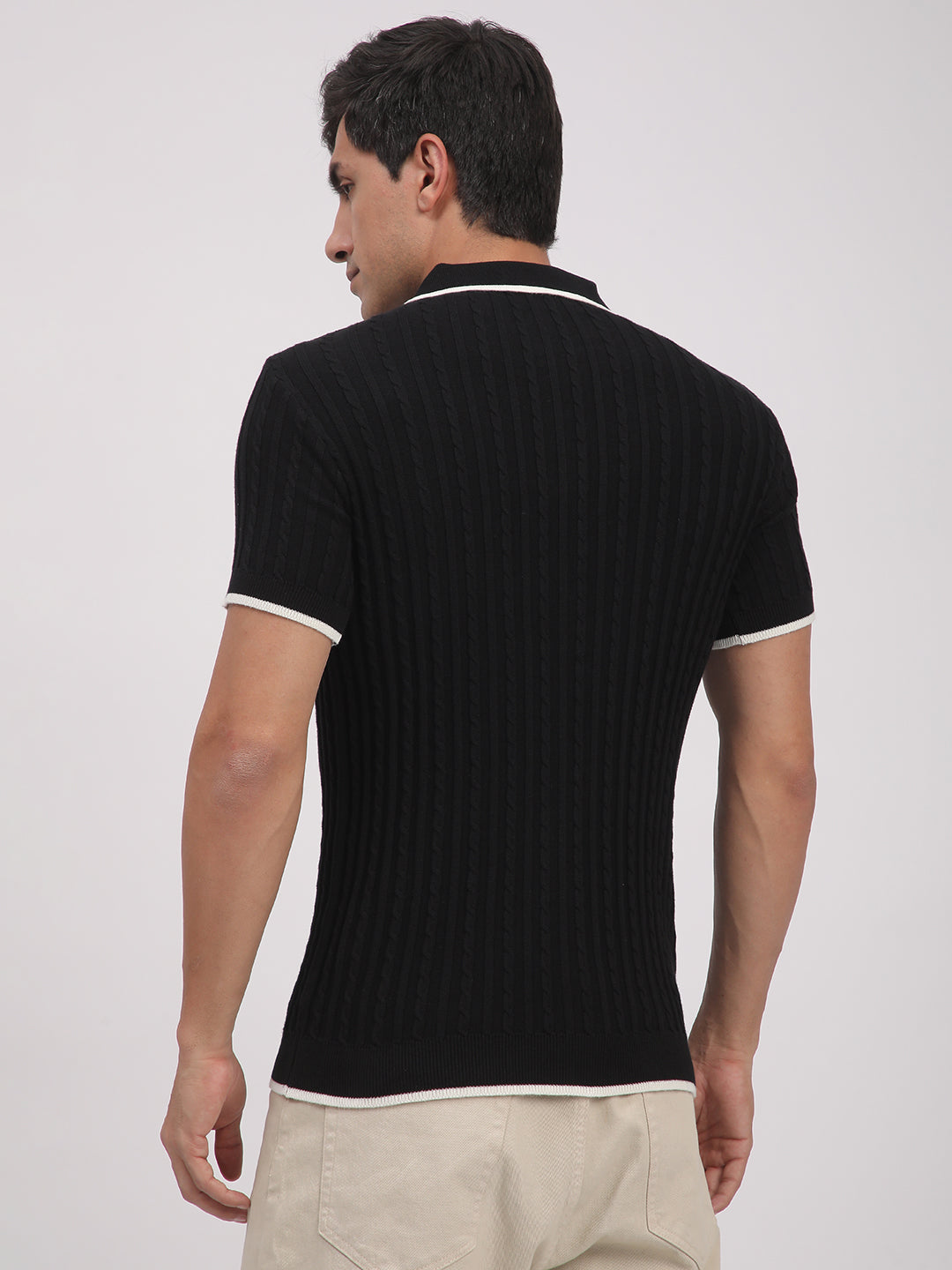 Knitted T-Shirt for Men. (Black)
