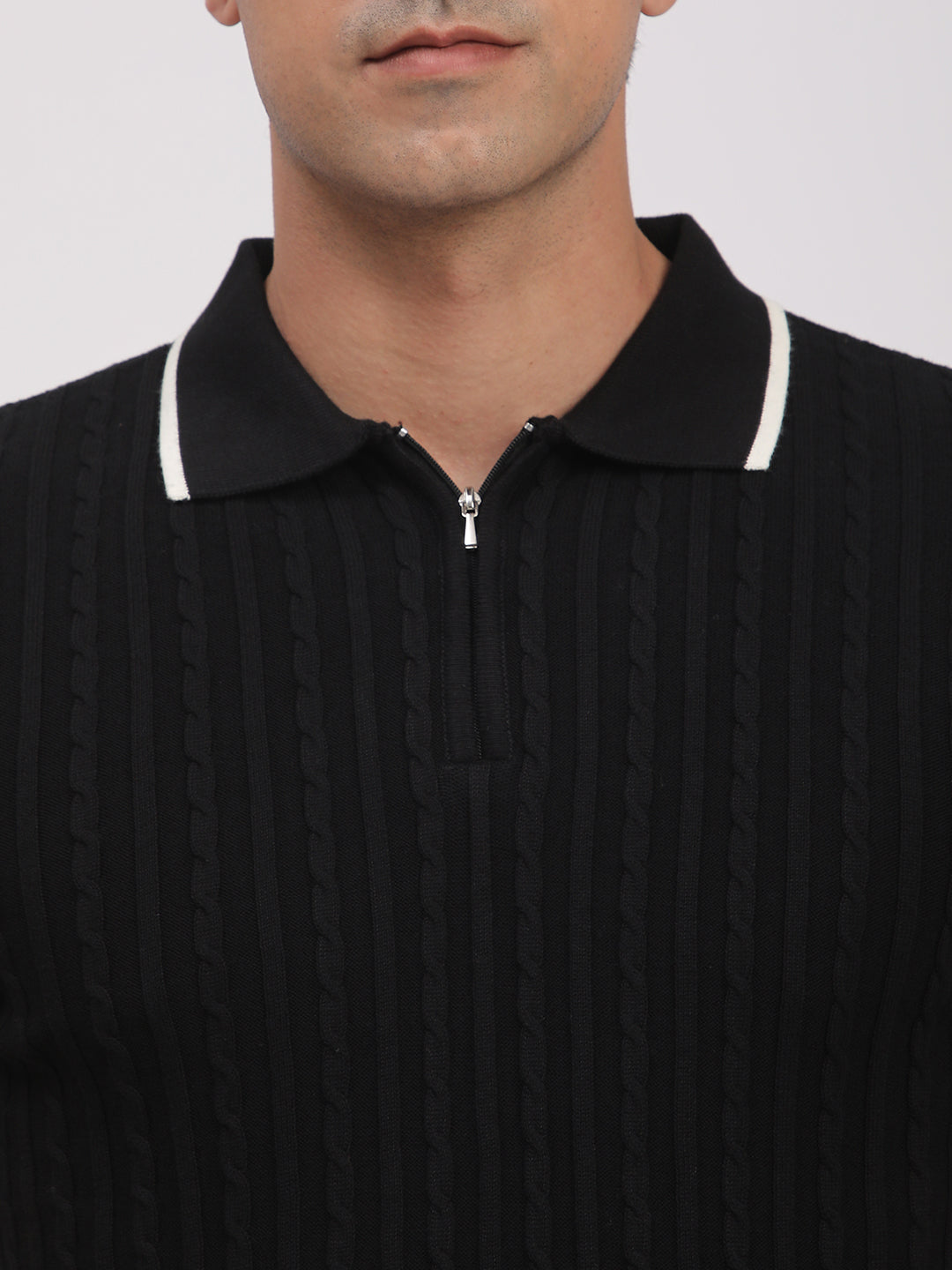 Knitted T-Shirt for Men. (Black)