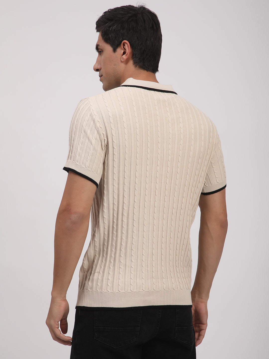 Knitted T-Shirt for Men. (Cream)