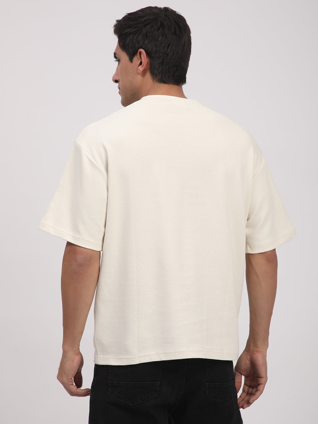Textured Knit T-Shirt for Men. (Off-White)