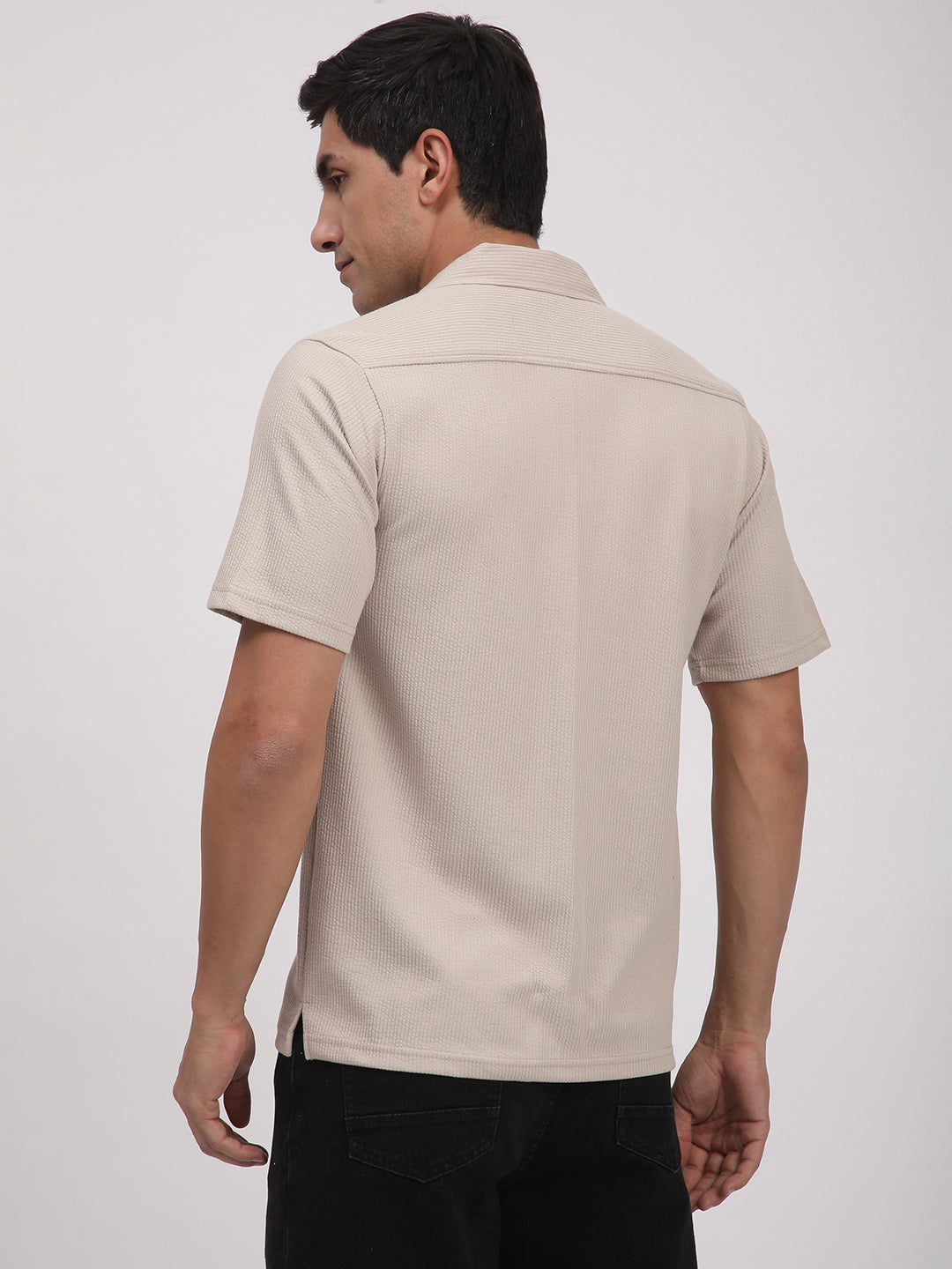 Regular Fit Corduroy Textured Shirt.(Ecru)