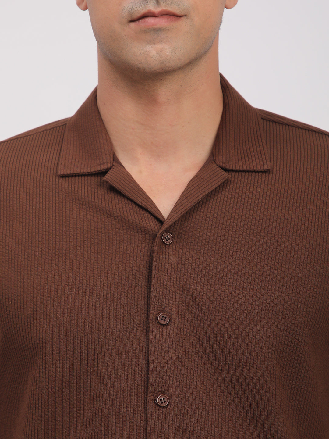 Regular Fit Corduroy Textured Shirt.(Brown)