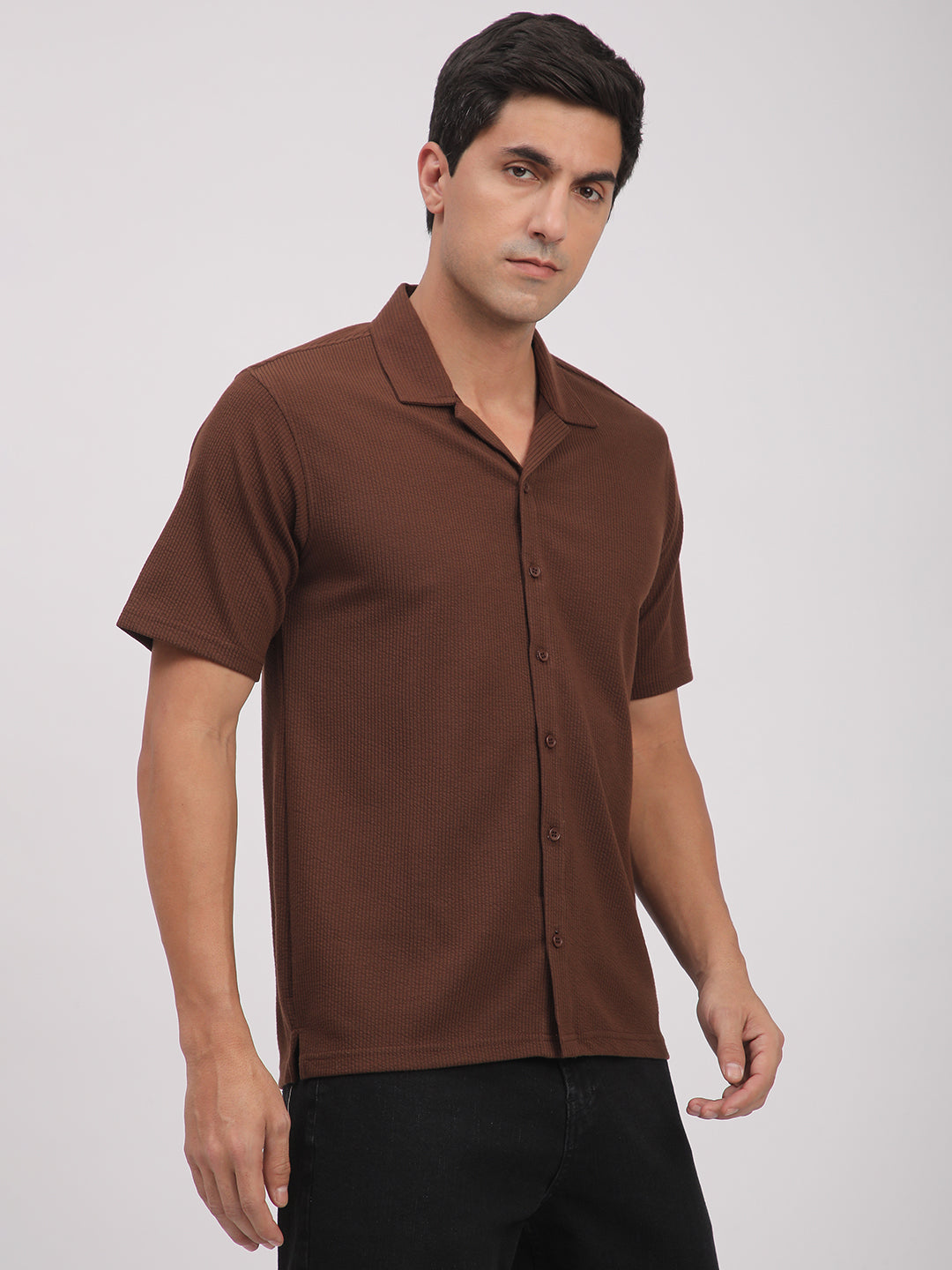Regular Fit Corduroy Textured Shirt.(Brown)