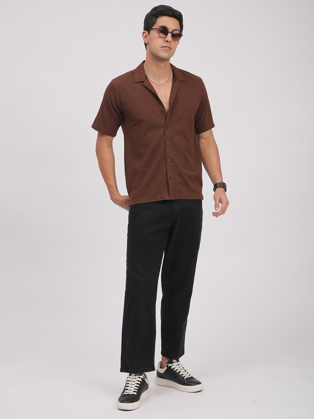 Regular Fit Corduroy Textured Shirt.(Brown)