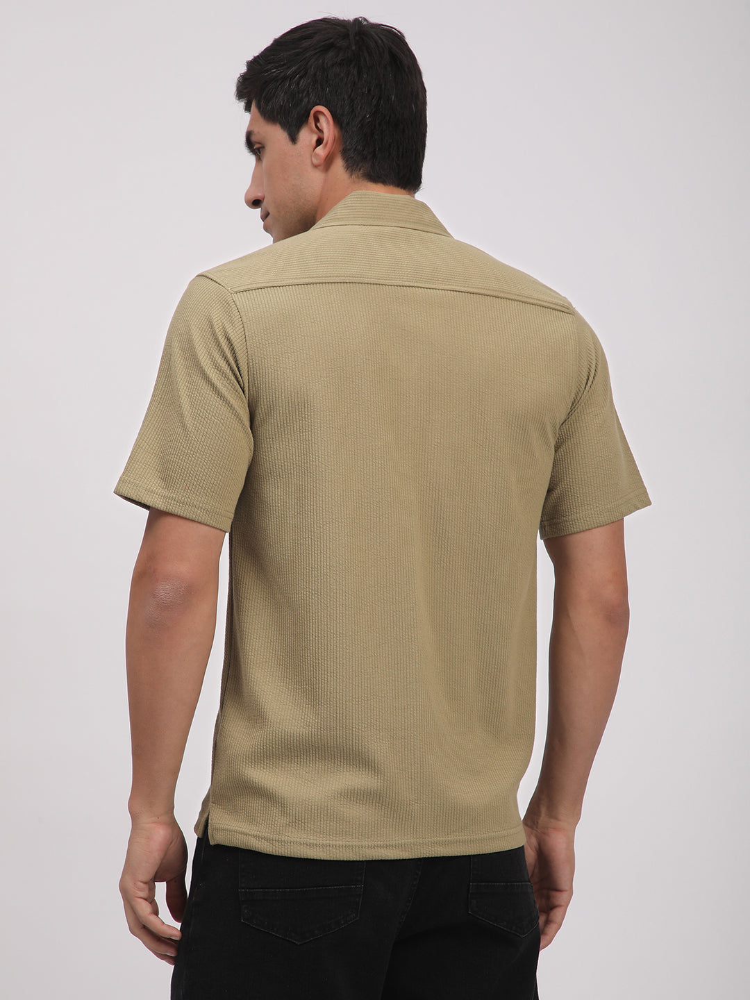 Regular Fit Corduroy Textured Shirt.(Skin)
