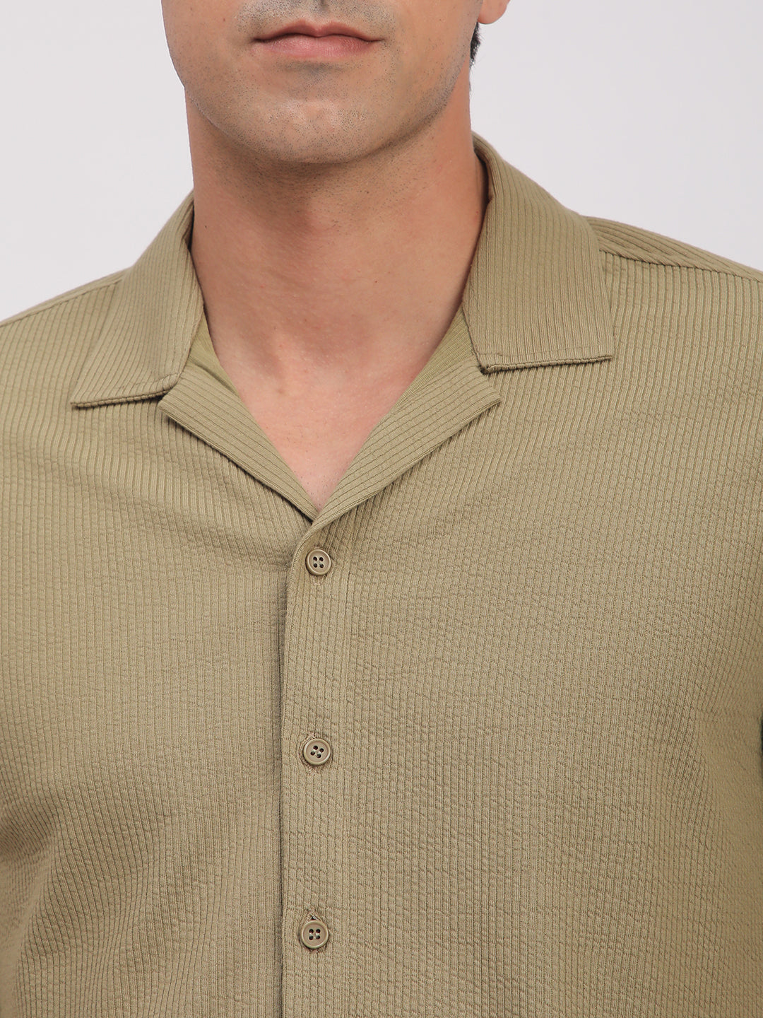 Regular Fit Corduroy Textured Shirt.(Skin)