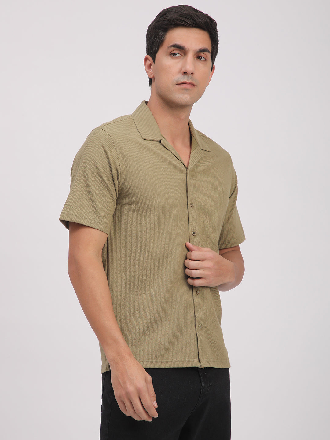 Regular Fit Corduroy Textured Shirt.(Skin)